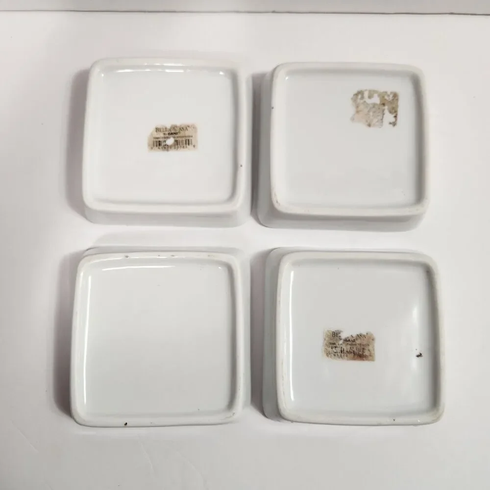 Set 4 Bella Casa By Ganz Black Jack Cards Ceramic Trinket Snack Dish Ashtray